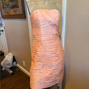 H&M Strapless Peach Ruched Cocktail Dress NWOT